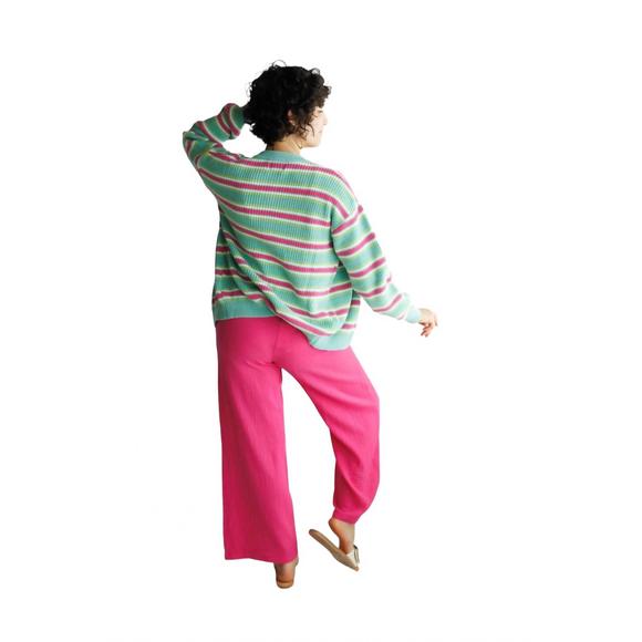 NEW FRNCH aymie woven pant in fuchsia - Picture 2 of 4